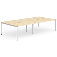 Impulse 4 Person Bench Desk, 4 x 1200mm (800mm Deep), White Frame, Maple