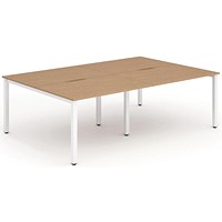 Evolve Plus 1200mm B2B 4 Person Office Bench Desk Oak Top White Frame
