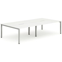 Impulse 4 Person Bench Desk, 4 x 1600mm (800mm Deep), Silver Frame, White