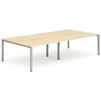 Evolve Plus 1600mm B2B 4 Person Office Bench Desk Maple Top Silver Frame