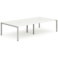 Evolve Plus 1400mm B2B 4 Person Office Bench Desk White Top Silver Frame Evolve Plus 1400mm B2B 4 Person Office Bench Desk White Top Silver Frame