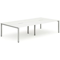 Impulse 4 Person Bench Desk, 4 x 1400mm (800mm Deep), Silver Frame, White