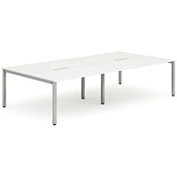 Evolve Plus 1200mm B2B 4 Person Office Bench Desk White Top Silver Frame