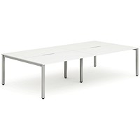 Impulse 4 Person Bench Desk, 4 x 1200mm (800mm Deep), Silver Frame, White
