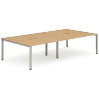 Evolve Plus 1200mm B2B 4 Person Office Bench Desk Beech Top Silver Frame