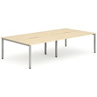 Impulse 4 Person Bench Desk, 4 x 1200mm (800mm Deep), Silver Frame, Maple