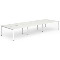 Impulse 6 Person Bench Desk, Back to Back, 6 x 1600mm (800mm Deep), White Frame, White