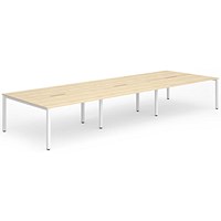 Impulse 6 Person Bench Desk, Back to Back, 6 x 1600mm (800mm Deep), White Frame, Maple