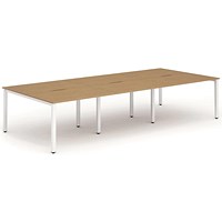 Evolve Plus 1600mm B2B 6 Person Office Bench Desk Oak Top White Frame