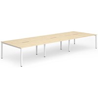 Impulse 6 Person Bench Desk, 6 x 1400mm (800mm Deep), White Frame, Maple