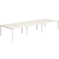 Impulse 6 Person Bench Desk, Back to Back, 6 x 1200mm (800mm Deep), White Frame, White