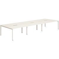 Impulse 6 Person Bench Desk, 6 x 1200mm (800mm Deep), White Frame, White