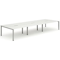 Evolve Plus 1400mm B2B 6 Person Office Bench Desk White Top Silver Frame