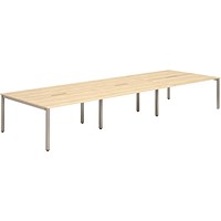 Evolve Plus 1200mm B2B 6 Person Office Bench Desk Maple Top Silver Frame