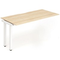 Impulse 1 Person Bench Desk Extension, 1600mm (800mm Deep), White Frame, Maple