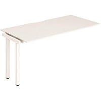 Impulse 1 Person Bench Desk Extension, 1400mm (800mm Deep), White Frame, White