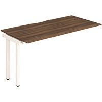 Evolve Plus 1400mm Single Row Office Bench Desk Ext Kit Walnut Top White Frame