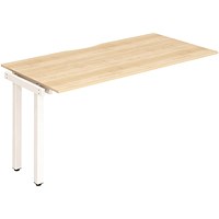 Evolve Plus 1400mm Single Row Office Bench Desk Ext Kit Maple Top White Frame