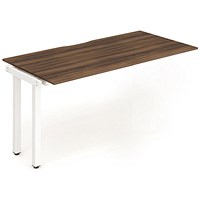 Impulse 1 Person Bench Desk Extension, 1200mm (800mm Deep), White Frame, Walnut