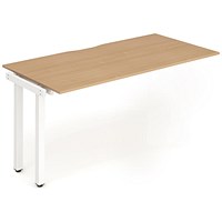 Impulse 1 Person Bench Desk Extension, 1200mm (800mm Deep), White Frame, Beech