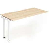 Impulse 1 Person Bench Desk Extension, 1200mm (800mm Deep), White Frame, Maple