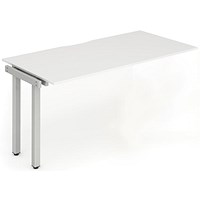 Evolve Plus 1600mm Single Row Office Bench Desk Ext Kit White Top Silver Frame