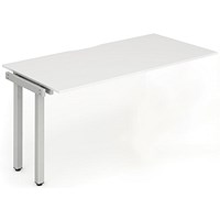Impulse 1 Person Bench Desk Extension, 1600mm (800mm Deep), Silver Frame, White