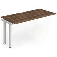 Impulse 1 Person Bench Desk Extension, 1600mm (800mm Deep), Silver Frame, Walnut