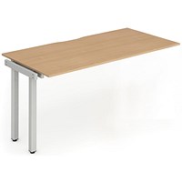 Impulse 1 Person Bench Desk Extension, 1600mm (800mm Deep), Silver Frame, Beech