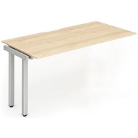 Impulse 1 Person Bench Desk Extension, 1600mm (800mm Deep), Silver Frame, Maple