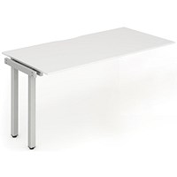 Evolve Plus 1400mm Single Row Office Bench Desk Ext Kit White Top Silver Frame