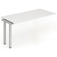 Impulse 1 Person Bench Desk Extension, 1400mm (800mm Deep), Silver Frame, White
