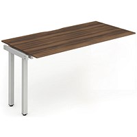 Impulse 1 Person Bench Desk Extension, 1400mm (800mm Deep), Silver Frame, Walnut