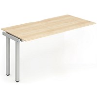 Impulse 1 Person Bench Desk Extension, 1400mm (800mm Deep), Silver Frame, Maple