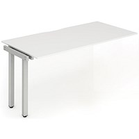 Impulse 1 Person Bench Desk Extension, 1200mm (800mm Deep), Silver Frame, White