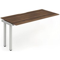 Impulse 1 Person Bench Desk Extension, 1200mm (800mm Deep), Silver Frame, Walnut