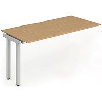 Impulse 1 Person Bench Desk Extension, 1200mm (800mm Deep), Silver Frame, Oak