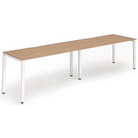 Impulse 2 Person Bench Desk, 2 x 1600mm (800mm Deep), White Frame, Beech