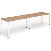 Impulse 2 Person Bench Desk, Side by Side, 2 x 1600mm (800mm Deep), White Frame, Oak