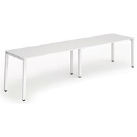 Evolve Plus 1400mm Single Row 2 Person Office Bench Desk White Top White Frame