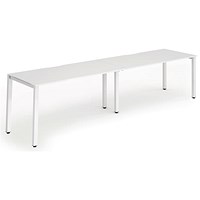 Impulse 2 Person Bench Desk, Side by Side, 2 x 1400mm (800mm Deep), White Frame, White