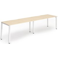 Impulse 2 Person Bench Desk, Side by Side, 2 x 1400mm (800mm Deep), White Frame, Maple