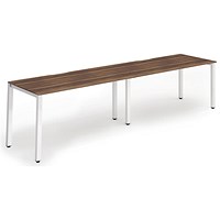 Impulse 2 Person Bench Desk, Side by Side, 2 x 1200mm (800mm Deep), White Frame, Walnut