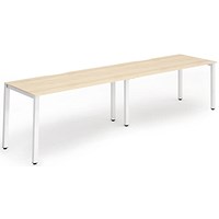 Impulse 2 Person Bench Desk, Side by Side, 2 x 1200mm (800mm Deep), White Frame, Maple