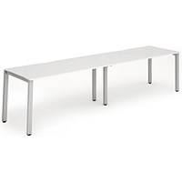 Impulse 2 Person Bench Desk, 2 x 1600mm (800mm Deep), Silver Frame, White