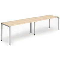 Evolve Plus 1400mm Single Row 2 Person Office Bench Desk Maple Top Silver Frame Evolve Plus 1400mm Single Row 2 Person Office Bench Desk Maple Top Silver Frame