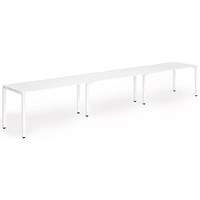 Evolve Plus 1600mm Single Row 3 Person Office Bench Desk White Top White Frame