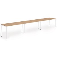 Evolve Plus 1600mm Single Row 3 Person Office Bench Desk Beech Top White Frame
