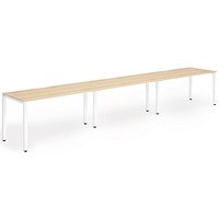 Evolve Plus 1600mm Single Row 3 Person Office Bench Desk Maple Top White Frame