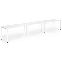 Evolve Plus 1400mm Single Row 3 Person Office Bench Desk White Top White Frame